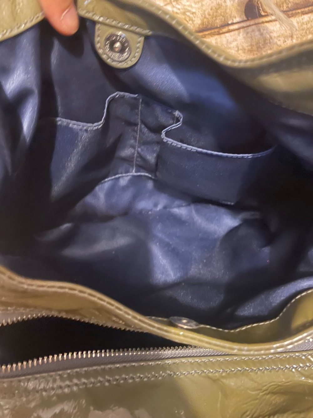 COACH Madison Glossy Olive Green Satchel Bag Hobo Shoulder Purse - Picture 8 of 11